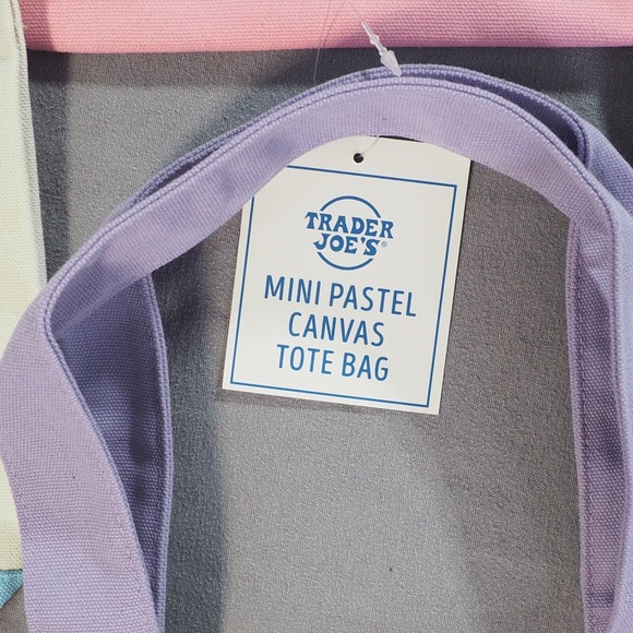 Trader Joes Canvas Mini Tote Bag Set 4 Spring Colors 2025 Reusable Shopping Lot - Picture 2 of 6